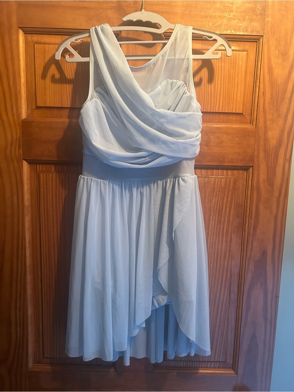 balera Light Blue One-Shoulder Chiffon Dress